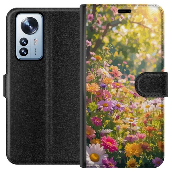 Kompatibelt Plånboksfodral till Xiaomi 12 Pro Blooming Garden