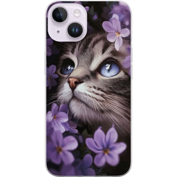 Kompatibel Mobilcover til Apple iPhone 14 Kat og blomster