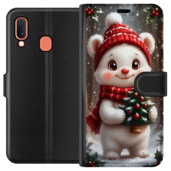 Kompatibelt Plånboksfodral till Samsung Galaxy A20e Julbjörn röd mössa söt bear liten gran kawaii cosy winter forest festive christmas art poster Kompatibelt Plånboksfodral till Samsung Galaxy A20e Julbjörn röd mössa söt bear liten gran kawaii cosy winter forest festive christmas art poster