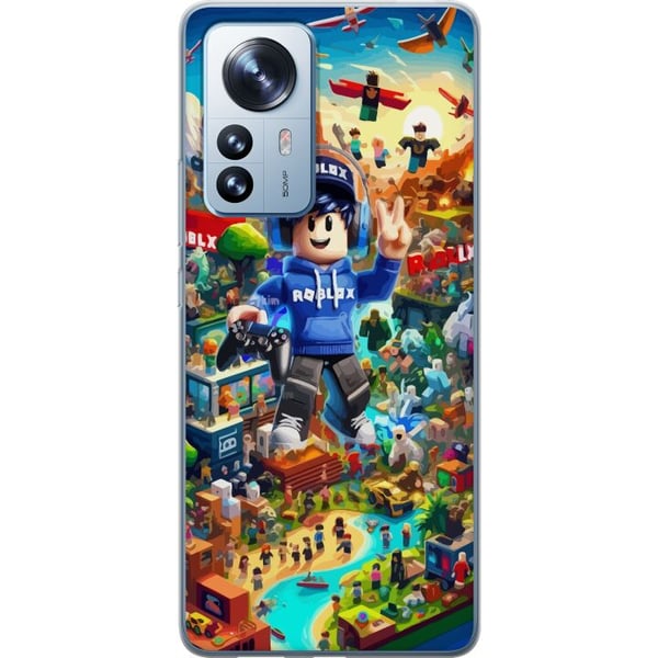 Kompatibel Mobilcover til Xiaomi 12 Pro Stor, detaljeret Roblox-verden fyldt med karakterer, eventyr og farverige miljøer
