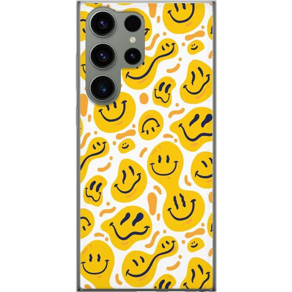 Kompatibelt Mobildeksel til Samsung Galaxy S23 Ultra Lekent smileymønster med gule former i moderne grafisk stil Kompatibelt Mobildeksel til Samsung Galaxy S23 Ultra Lekent smileymønster med gule former i moderne grafisk stil