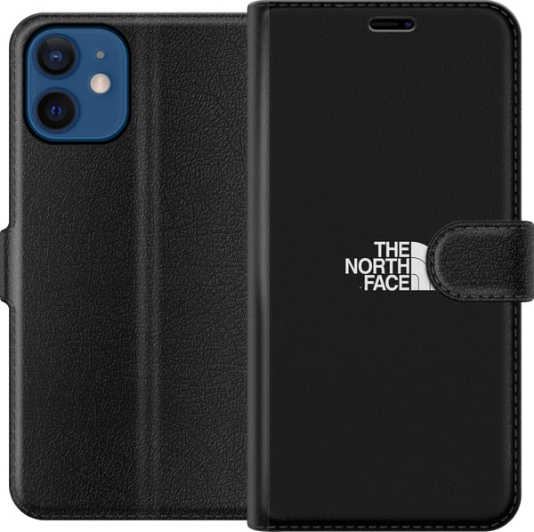 Kompatibelt Plånboksfodral till Apple iPhone 12 The North Face logga i svartvitt tidlös outdoor inspirerad design som symboliserar styrka frihet och