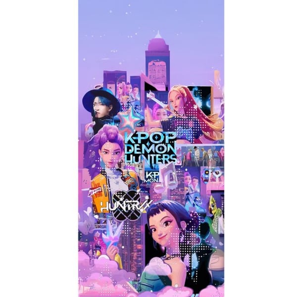 Yhteensopiva Lompakkokotelo Apple iPhone 13 Pro KPop Demon Hunters -syntymäpäiväaihe, jossa KPop-hahmot ovat neonvaloissa ja värikkäässä juhlateemass