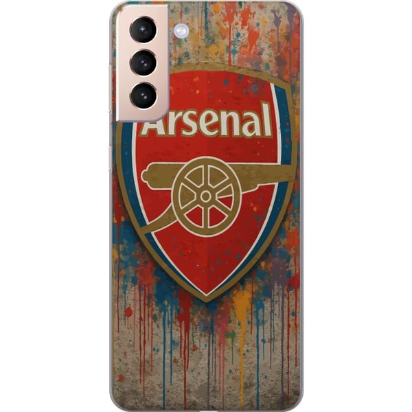 Kompatibelt Mobildeksel til Samsung Galaxy S21 Arsenal-kunstmotiv i rødt og hvitt med fargesprut, perfekt for fotballfans som elsker kunst og sportss Kompatibelt Mobildeksel til Samsung Galaxy S21 Arsenal-kunstmotiv i rødt og hvitt med fargesprut, perfekt for fotballfans som elsker kunst og sportss