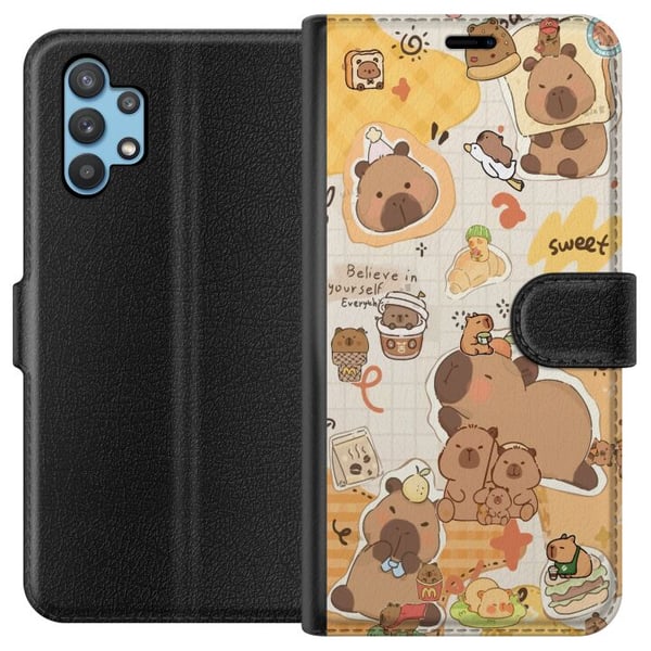 Kompatibelt Plånboksfodral till Samsung Galaxy A32 5G Kawaii capybara mobilskal med gulliga djurmotiv Kompatibelt Plånboksfodral till Samsung Galaxy A32 5G Kawaii capybara mobilskal med gulliga djurmotiv