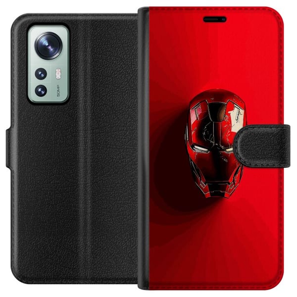 Kompatibel Tegnebogsetui til Xiaomi 12 Iron Man Marvel hjelm plakat Avengers Tony Stark maske rød superhelt retro tegneserieillustration design