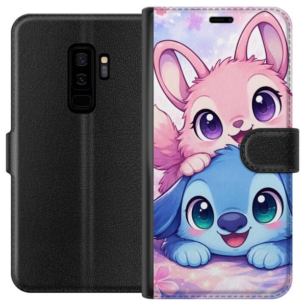 Kompatibelt Plånboksfodral till Samsung Galaxy S9+ Söt kawaii-illustration med rosa och blå fantasidjur, stora ögon och mjuka färger, perfekt dekorat Kompatibelt Plånboksfodral till Samsung Galaxy S9+ Söt kawaii-illustration med rosa och blå fantasidjur, stora ögon och mjuka färger, perfekt dekorat