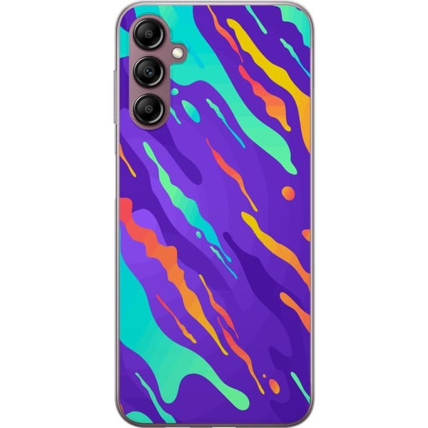 Kompatibel Mobilcover til Samsung Galaxy A14 5G Farverigt abstrakt mønster med flydende former i moderne design