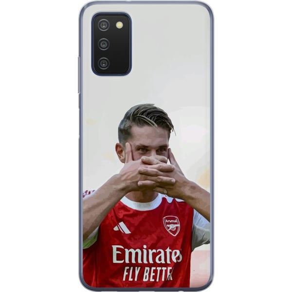 Kompatibelt Mobildeksel til Samsung Galaxy A03s Martin Ødegaard kunst – Nærbildeillustrasjon i Arsenal-drakt
