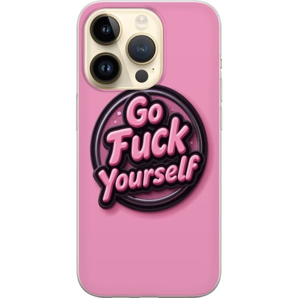 Yhteensopiva Puhelinkuori Apple iPhone 14 Pro Pyöreä vaaleanpunainen tunnusmuoto kohotetulla tekstillä, leikkisä graafinen suunnittelu pehmeine muoto