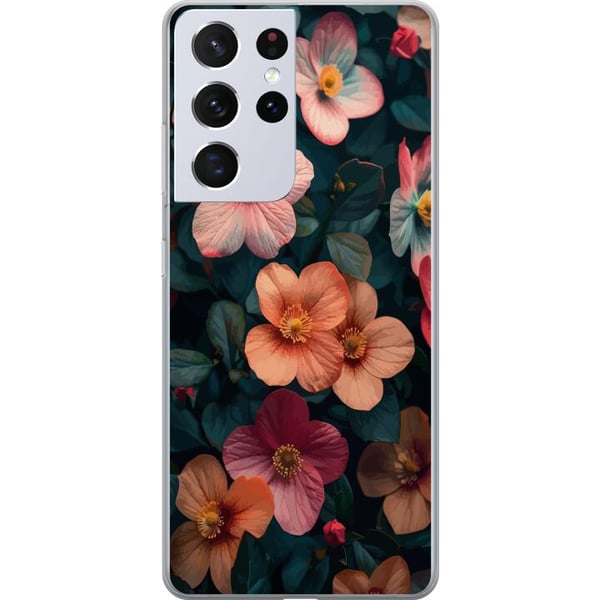 Kompatibelt Mobildeksel til Samsung Galaxy S21 Ultra 5G Blomster Kompatibelt Mobildeksel til Samsung Galaxy S21 Ultra 5G Blomster