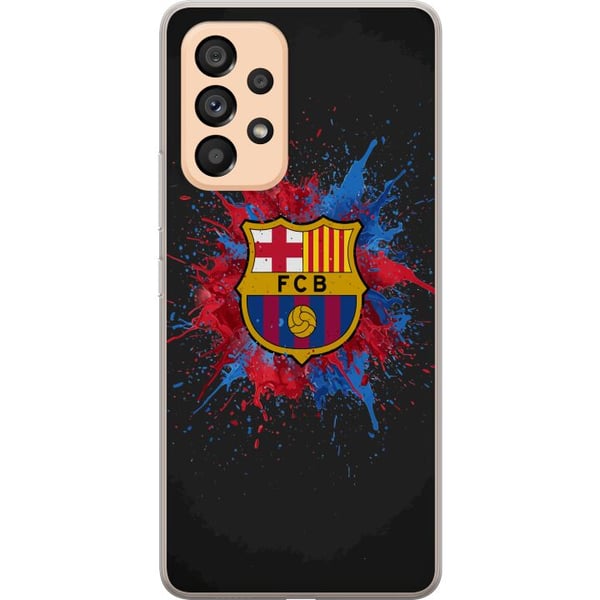 Kompatibelt Mobildeksel til Samsung Galaxy A53 5G Barcelona Splash Art med FC Barcelonas emblem i blått og rødt, perfekt for fotballfans