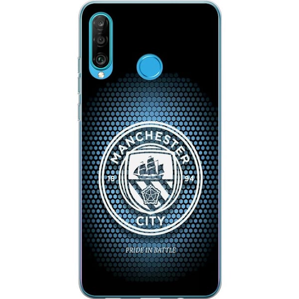 Kompatibelt Mobilskal till Huawei P30 lite Manchester City fotboll Erling Haaland blå klubbdesign illustration