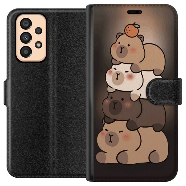 Kompatibelt Plånboksfodral till Samsung Galaxy A33 5G Capybara Kawaii Cute Animal Figurine