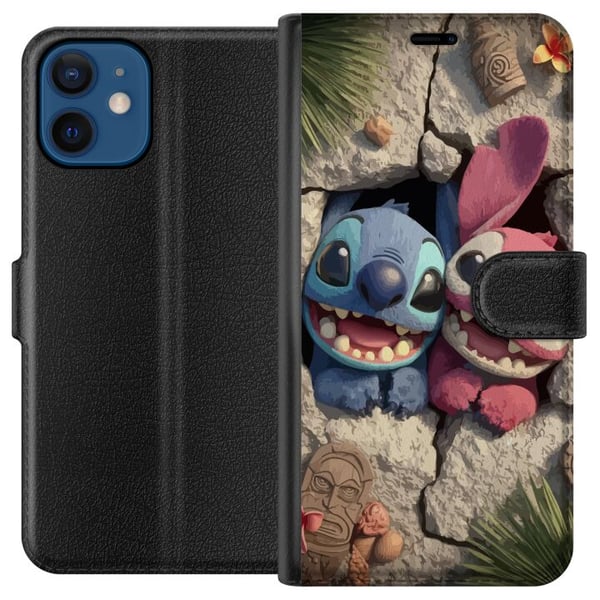 Kompatibelt Lommeboketui til Apple iPhone 12 Stitch Angel Lilo & Stitch Motiv Disney Kjærlighet Seriefigur Populær Blå Alien Morsom Disneyfilm