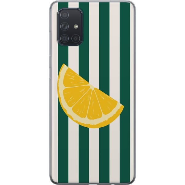 Kompatibel Mobilcover til Samsung Galaxy A71 Citron citrus citronmønster gul frugt køkkendekoration sommerprint retrostil indretning tapet frisk desi