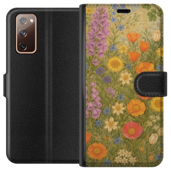 Kompatibelt Plånboksfodral till Samsung Galaxy S20 FE Äng i full blom med vilda färger och nostalgisk känsla