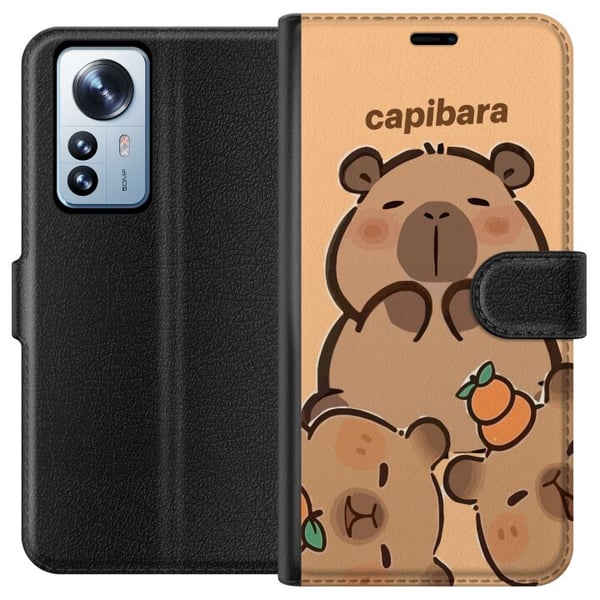 Kompatibelt Plånboksfodral till Xiaomi 12 Pro Capybara kawaii söt figur samlarobjekt