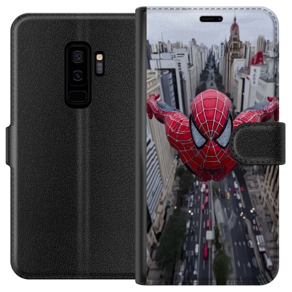 Yhteensopiva Lompakkokotelo Samsung Galaxy S9+ Spiderman kaupungin yllä Marvel-supersankari toiminta kaupunkisiluetti heiluva dynaaminen sarjakuvasan Yhteensopiva Lompakkokotelo Samsung Galaxy S9+ Spiderman kaupungin yllä Marvel-supersankari toiminta kaupunkisiluetti heiluva dynaaminen sarjakuvasan