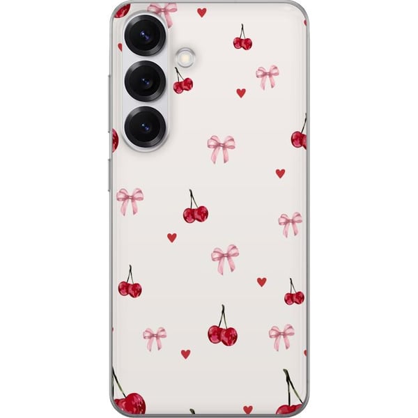 Kompatibelt Mobildeksel til Samsung Galaxy S25 Kirsebærhjerter og sløyfer med kirsebær, rosa sløyfer og hjerter i et sjarmerende og søtt design Kompatibelt Mobildeksel til Samsung Galaxy S25 Kirsebærhjerter og sløyfer med kirsebær, rosa sløyfer og hjerter i et sjarmerende og søtt design