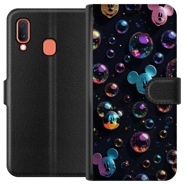 Kompatibelt Plånboksfodral till Samsung Galaxy A20e Musse Pigg Disney Bubblor Design Roligt Motiv Populär Kompatibelt Plånboksfodral till Samsung Galaxy A20e Musse Pigg Disney Bubblor Design Roligt Motiv Populär