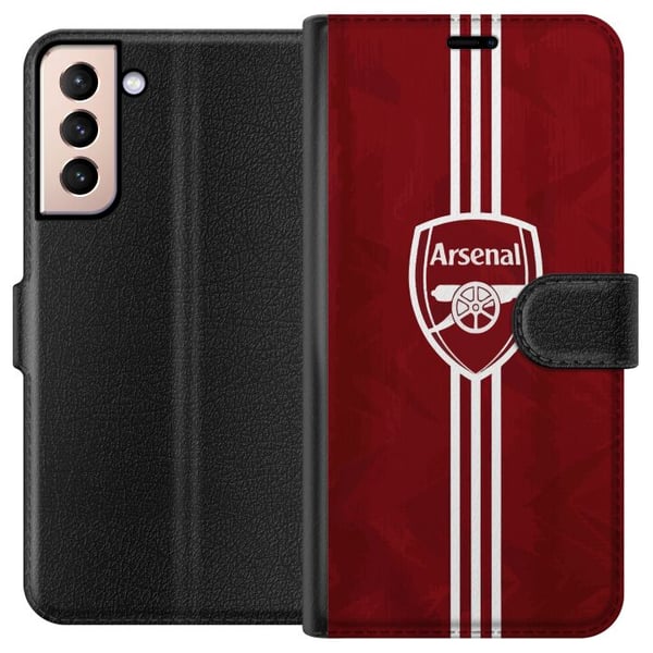 Kompatibelt Lommeboketui til Samsung Galaxy S21 Arsenal Emblem Fotboll Premier League Klubbmärke Röd Vit