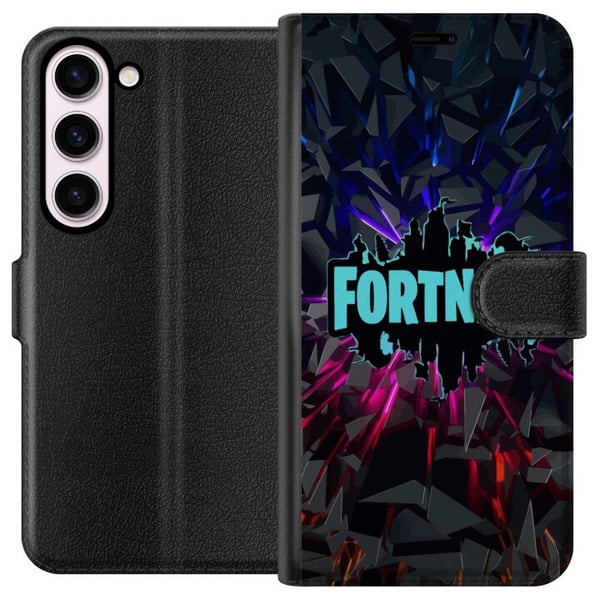 Yhteensopiva Lompakkokotelo Samsung Galaxy S23 Pelaamisesta inspiroitunut abstrakti neonlogo, jossa on räjähtäviä muotoja ja dynaamista energiaa