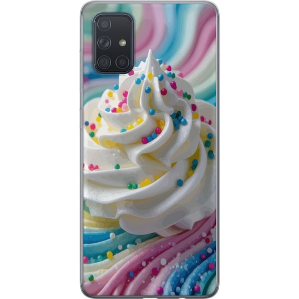 Kompatibel Mobilcover til Samsung Galaxy A71 Illustration af is-swirlen – Hvid flødeskum med regnbuer og farverigt krymmel