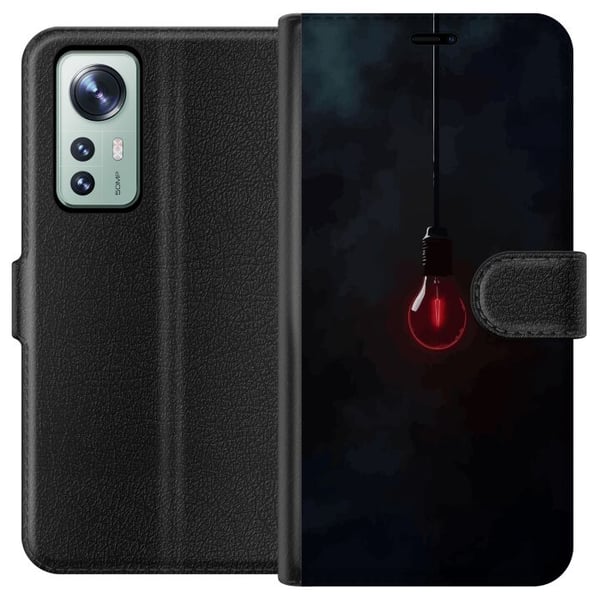 Yhteensopiva Lompakkokotelo Xiaomi 12 Tummanpunainen hehkulamppu tummassa ympäristössä, elegantti futuristinen muotoilu taiteellisella vivahteella si Yhteensopiva Lompakkokotelo Xiaomi 12 Tummanpunainen hehkulamppu tummassa ympäristössä, elegantti futuristinen muotoilu taiteellisella vivahteella si