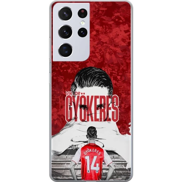 Kompatibelt Mobildeksel til Samsung Galaxy S21 Ultra 5G Viktor Gyökeres kraftfulle fotballmotiv i rød tone med energi og lidenskap Kompatibelt Mobildeksel til Samsung Galaxy S21 Ultra 5G Viktor Gyökeres kraftfulle fotballmotiv i rød tone med energi og lidenskap