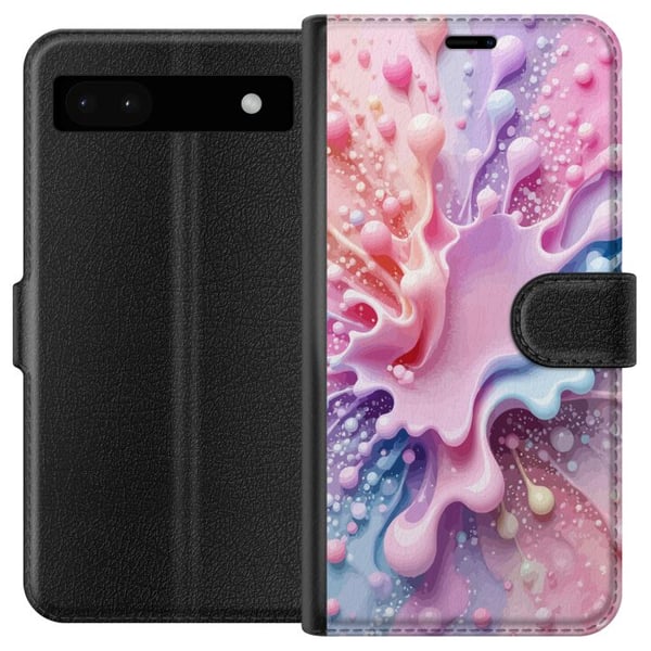 Yhteensopiva Lompakkokotelo Google Pixel 6a Pastelliroiske-design – Abstrakti taide vaaleanpunaisessa, sinisessä ja violetissa värikuviossa