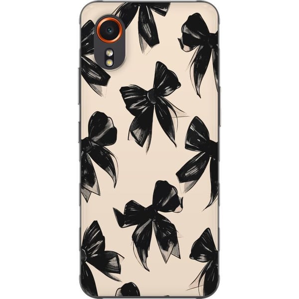 Kompatibelt Mobilskal till Samsung Galaxy Xcover7 Svarta rosetter på beige bakgrund elegant tidlös design med mjuka kontraster och lyxig känsla