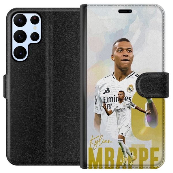 Yhteensopiva Lompakkokotelo Samsung Galaxy S22 Ultra 5G Kylian Mbappé Real Madrid Ranska La Ligan johtava maalintekijä nopea hyökkääjä, jolla on räjä