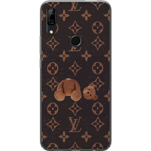 Kompatibel Mobilcover til Huawei P Smart Z Luksuriøst monogrammønster med ødelagt bamse i mørk, modeinspireret æstetik