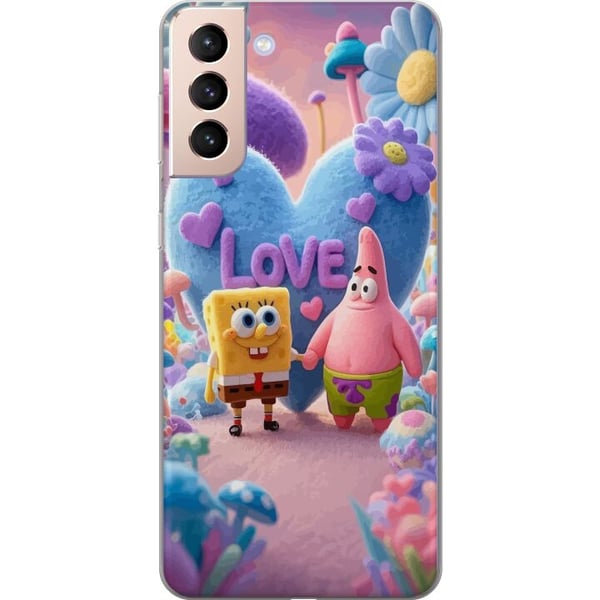 Kompatibelt Mobildeksel til Samsung Galaxy S21 Svampebob og Patrick kjærlighet fargerik pastellverden med hjerter blomster og vennskap i ekte gledest Kompatibelt Mobildeksel til Samsung Galaxy S21 Svampebob og Patrick kjærlighet fargerik pastellverden med hjerter blomster og vennskap i ekte gledest