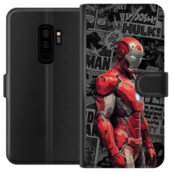Kompatibelt Lommeboketui til Samsung Galaxy S9+ Iron Man-illustrasjon i rød rustning med tegneseriebakgrunn kraftfullt motiv for filmfans Kompatibelt Lommeboketui til Samsung Galaxy S9+ Iron Man-illustrasjon i rød rustning med tegneseriebakgrunn kraftfullt motiv for filmfans