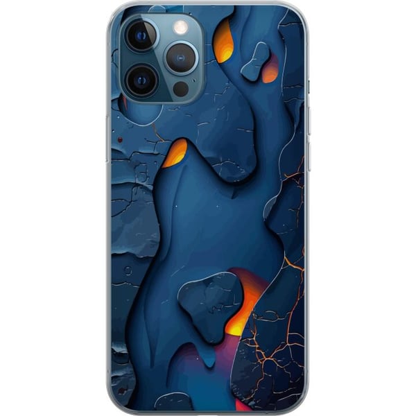 Kompatibel Mobilcover til Apple iPhone 12 Pro Flydende abstrakte former i blåt med varm glød