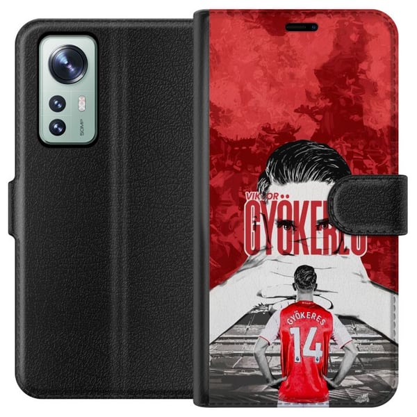 Kompatibel Tegnebogsetui til Xiaomi 12 Viktor Gyökeres Red Passion Design fodboldinspireret kunst med stærk energi, kraft og sporty stemning i rødt o