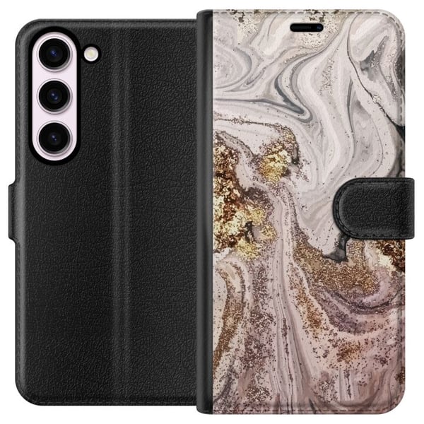 Kompatibel Tegnebogsetui til Samsung Galaxy S23 Beige marmor med guldglimmerstruktur, elegant design med luksuriøs følelse, perfekt til moderne stil Kompatibel Tegnebogsetui til Samsung Galaxy S23 Beige marmor med guldglimmerstruktur, elegant design med luksuriøs følelse, perfekt til moderne stil