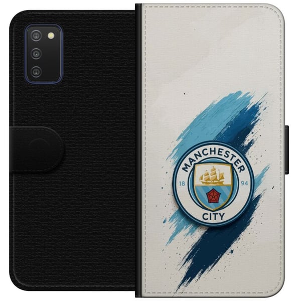 Kompatibelt Lommeboketui til Samsung Galaxy A03s Manchester City fotball Jack Grealish blå penselstrøk illustrasjon