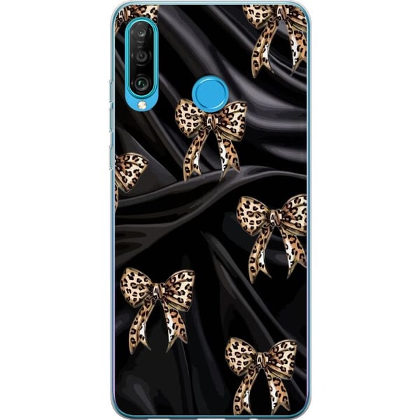 Kompatibelt Mobilskal till Huawei P30 lite Leopardrosetter på svart siden lyxigt mönster med exklusiv modekänsla perfekt för dig som gillar elegant d