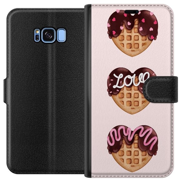 Kompatibelt Plånboksfodral till Samsung Galaxy S8 Hjärtsformade våfflor med choklad rosa dekorationer och kärlekstema söt dessertinspirerad design me Kompatibelt Plånboksfodral till Samsung Galaxy S8 Hjärtsformade våfflor med choklad rosa dekorationer och kärlekstema söt dessertinspirerad design me