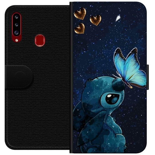 Kompatibelt Plånboksfodral till Samsung Galaxy A20s Stitch fjärill
