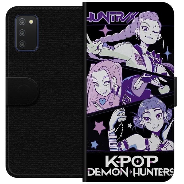 Kompatibelt Lommeboketui til Samsung Galaxy A03s Kpop Demonjegere Huntrix Trio Lilla Stjerner Retro Kosmisk Idolglød