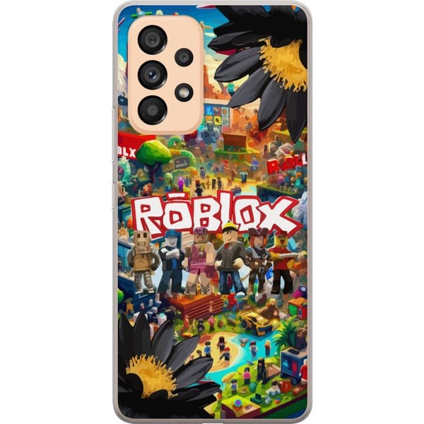 Kompatibelt Mobildeksel til Samsung Galaxy A53 5G Roblox-spillverden med populære karakterer, fargerike miljøer og eventyr – perfekt for barn og unge