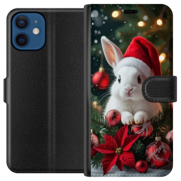 Yhteensopiva Lompakkokotelo Apple iPhone 12 mini Joulukani tonttulakilla söpö pupu talvi punaiset koristeet juhlava kawaii joulu kodikkaat valot juli