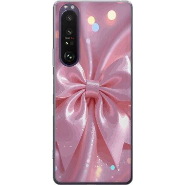 Kompatibel Mobilcover til Sony Xperia 1 III Rosa rosetdesign – Elegant silkebåndsillustration med glitrende effekt