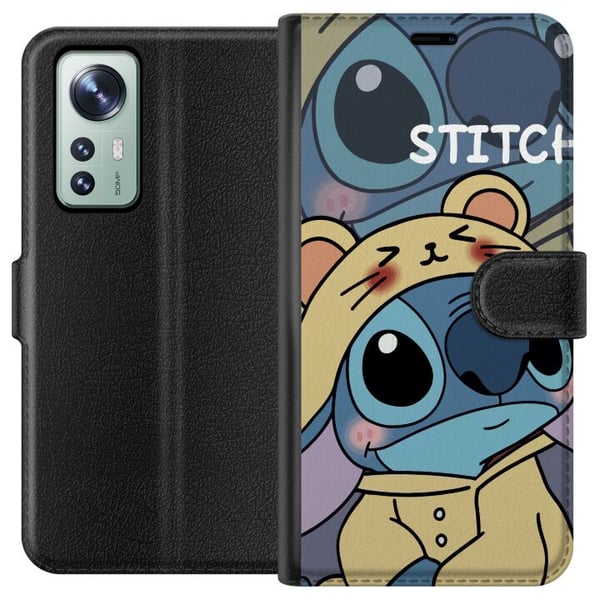Yhteensopiva Lompakkokotelo Xiaomi 12 Disney Stitch sininen avaruusolio kilpikonnahahmolla Yhteensopiva Lompakkokotelo Xiaomi 12 Disney Stitch sininen avaruusolio kilpikonnahahmolla