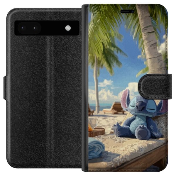 Yhteensopiva Lompakkokotelo Google Pixel 6a Disney Stitch -figuuri trooppisella rantamotiivilla