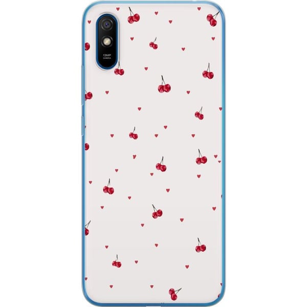 Kompatibel Mobilcover til Xiaomi Redmi 9A Kirsebær og hjerter på hvid baggrund sødt romantisk design med minimalistisk udtryk og bløde toner